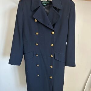 Ralph Lauren Midnight Blue Trench Coat with Gold Accents